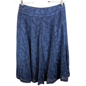 Talbots Petites Navy Silk-Blend Burnout A-Line Skirt – Size 4P